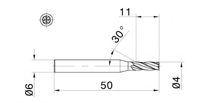 65HRC 4mm 30 Helix Solid Carbide Endmills for Hard Metal